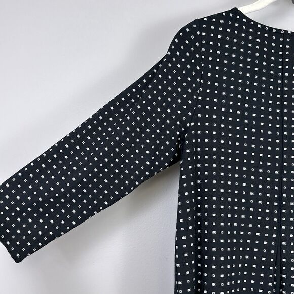 J. Jill Wearever Women's Small Dress Black Shift Knit 3/4 Sleeve Stretch Dots - Picture 4 of 6